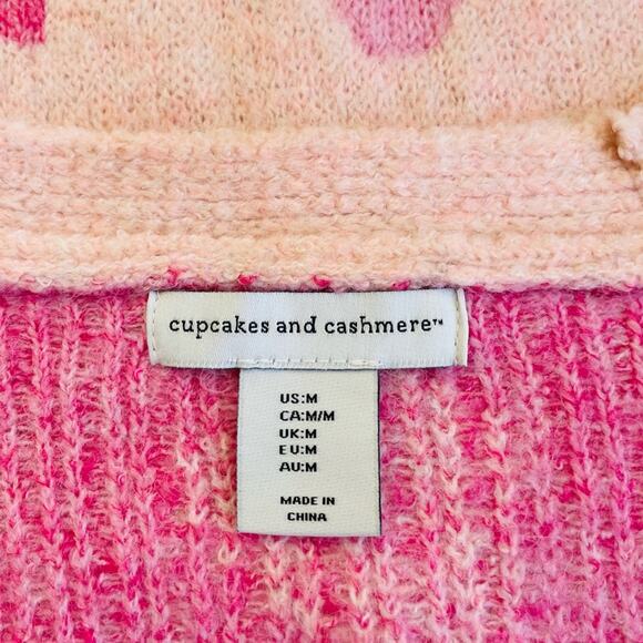 Cupcakes & Cashmere Pink Hearts Sweater Size Medium EUC - Picture 8 of 12